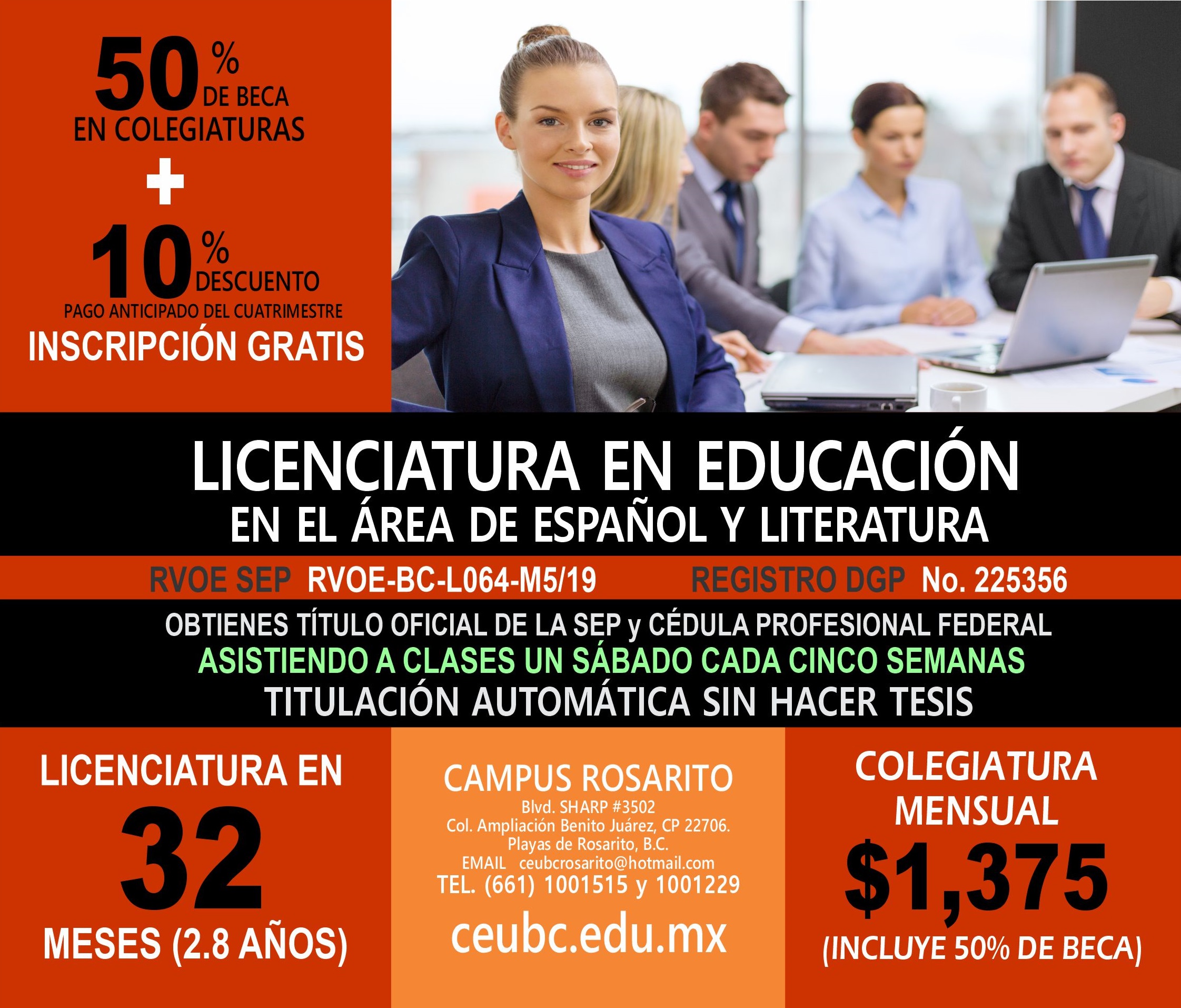 RVOE oficial: Licenciatura en Educación en el Área de Español y Literatura